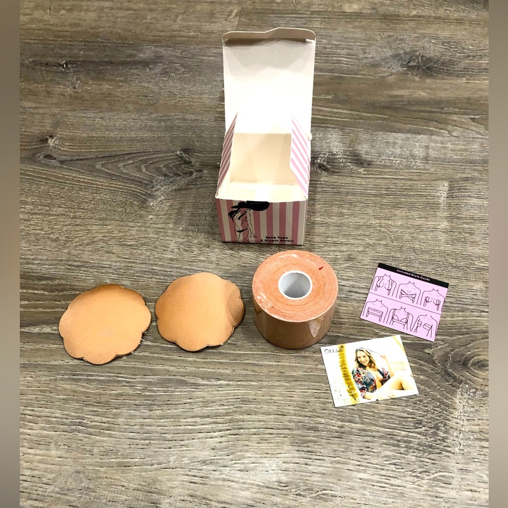 Okela. Boob tape & nipple covers. NWT. Original box w/ wear. Nude color.